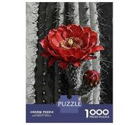 Jigsaw 1000 Pieces for Adults Red Cactus Flower Painting Jigsaw for Adults Relax Games Difficult Hard Deal As Gifts for The Whole Family 52x38cm/1000pcs
