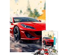 Jigsaw 1000 Pieces for Adults Red Ferrari Watercolor for Educational Game Challenge Toy Relaxing Games But Fun And Humorous Gifts Ideas (Size 75x50cm)