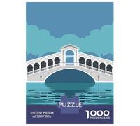 Jigsaw 1000 Pieces for Adults Rialto Bridge in Venice over Canal Adult Jigsaw Brain Teaser Game Staycation Kill Time Help The Brain Exercise 38x26cm/1000pcs