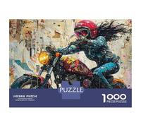 Jigsaw 1000 Pieces for Adults Ride Like The Wind Motorcycle Art Jigsaw for Adults Relax Games Difficult Hard Deal As Gifts for The Whole Family 52x38cm/1000pcs