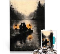 jigsaw 1000 pieces for adults Romantic Lake Sunset in Monochrome Style Train your brain and hands is ideal as gifts for the whole family 50x70cm