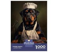 Jigsaw 1000 Pieces for Adults Rottweiler Chef Adult Jigsaw Brain Teaser Game Staycation Kill Time Help The Brain Exercise 52x38cm/1000pcs