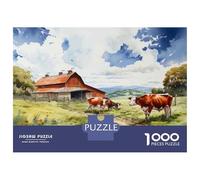 Jigsaw 1000 Pieces for Adults Rustic Barn with Cows Jigsaw for Adults Relax Games Difficult Hard Deal As Gifts for The Whole Family 70x50cm/1000pcs