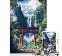 Jigsaw 1000 Pieces for Adults Sacred Falls of The Hidden Shrine Hands-on Game Analysis And Logic Anti-Stress Toys Enhance Love between Couples (38x52cm)