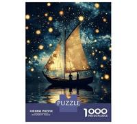 Jigsaw 1000 Pieces for Adults Sailboat Under A Starry Sky Jigsaw for Adults Relax Games Difficult Hard Deal As Gifts for The Whole Family 38x26cm/1000pcs
