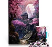 jigsaw 1000 pieces for adults Sakura Mountain Monastery Made of cardboard，for and from 14 years and over Challenging play toys Gift of works of art。size：26x38cm/10.24x14.96inch