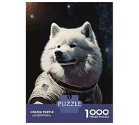 Jigsaw 1000 Pieces for Adults Samoyed Dog The Astronaut Adult Jigsaw Brain Teaser Game Staycation Kill Time Help The Brain Exercise 52x38cm/1000pcs