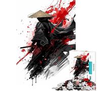 Jigsaw 1000 Pieces for Adults Samurai Warrior with Blood Splatter Art Brain Intelligence Challenge Addictive Toys Hands-on Game Wall Art Gifts Ideas (size 38x26cm)