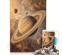 Jigsaw 1000 Pieces for Adults Saturn in The Cosmic Drift Hands-on Game Hand Speed Race with Fully Interlocking Randomly Shaped Pieces 38x52cm