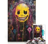 Jigsaw 1000 Pieces for Adults Scary Smiley Face V Hands-on Game Hand Speed Race with Fully Interlocking Randomly Shaped Pieces 38x26cm
