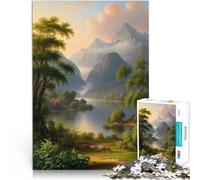 jigsaw 1000 pieces for adults Serene Mountain Lake Challenging Game and Family Play with Fully Interlocking Randomly Shaped Pieces 26x38cm