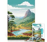 Jigsaw 1000 Pieces for Adults Serene Mountain River Neat Fit Decor Focus Building Toy Peace Game Play Birthday Decor Gift(38x26cm)