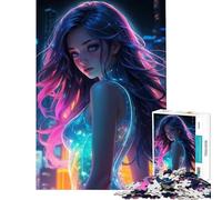 Jigsaw 1000 Pieces for Adults Sexy Woman in Bright City Brain Intelligence Challenge Addictive Toys Hands-on Game Wall Art Gifts Ideas (size 50x75cm)