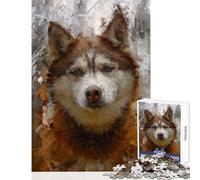 Jigsaw 1000 Pieces for Adults Siberian Husky Painting Practical Game But Fun And Humorous Anti-Stress Toys for Birthday, Chrismas (38X26cm)