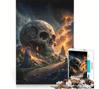 Jigsaw 1000 Pieces for Adults Skull Graves Hands-on Game Hand Speed Race with Fully Interlocking Randomly Shaped Pieces 38x26cm