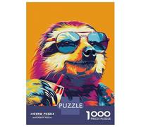 Jigsaw 1000 Pieces for Adults Sloth Drinking Alcohol Adult Jigsaw Brain Teaser Game Staycation Kill Time Help The Brain Exercise 52x38cm/1000pcs