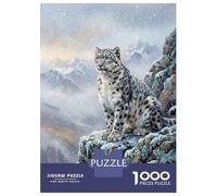 Jigsaw 1000 Pieces for Adults Snow Leopard on Snowy Mountain Cliff Adult Jigsaw Puzzle Relaxing Games Stress Reliever Unique Birthday And Gifts 70x50cm/1000pcs
