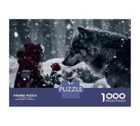 Jigsaw 1000 Pieces for Adults Snowy Encounter Wolf And Red Riding Hood Jigsaw for Adults Relax Games Difficult Hard Deal As Gifts for The Whole Family 70x50cm/1000pcs