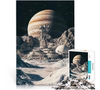 jigsaw 1000 pieces for adults Space Station on Jupiter Moon Staycation: Zeit totschlagen Ein Kunstwerk52x38cm