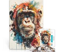 jigsaw 1000 pieces for adults Splash Watercolor Monkey pädagogische Herausforderung Verbessern Sie das Gedächtnis52x38cm