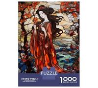 Jigsaw 1000 Pieces for Adults Stained Glass Geisha Adult Jigsaw Brain Teaser Game Staycation Kill Time Help The Brain Exercise 70x50cm/1000pcs