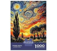 Jigsaw 1000 Pieces for Adults Starry Night Inspired Landscape Painting Jigsaw for Adults Relax Games Difficult Hard Deal As Gifts for The Whole Family 38x26cm/1000pcs