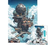 Jigsaw 1000 Pieces for Adults Steampunk City in The Sky Difficult And Challenge For Family Fun Fun Games for And 14 Years And over (38X52cm)