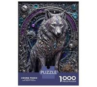 Jigsaw 1000 Pieces for Adults Steampunk White Wolf Adult Jigsaw Brain Teaser Game Staycation Kill Time Help The Brain Exercise 52x38cm/1000pcs