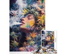 Jigsaw 1000 Pieces for Adults Stoner Girl Smoking Marijuana Goddess Practical Game But Fun And Humorous Anti-Stress Toys for Birthday, Chrismas (38X52cm)