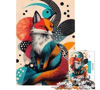 Jigsaw 1000 Pieces for Adults Stylish Fox Art Print Educational Challenge Difficult Hard Relax Games Suitable for Ages 14 And Up (50x75cm)