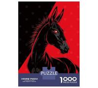 Jigsaw 1000 Pieces for Adults Stylized Black Donkey with Red Background Adult Jigsaw Puzzle Family Games Analysis And Logic Deal As Gifts for The Whole Family 52x38cm/1000pcs
