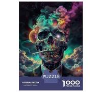 Jigsaw 1000 Pieces for Adults Suit Up! Smoke Skull Adult Jigsaw Brain Teaser Game Staycation Kill Time Help The Brain Exercise 38x26cm/1000pcs