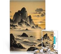 jigsaw 1000 pieces for adults Sunset Mountain Seascape Herausfordernd Schwierig mit passendem Poster und Quizblatt38x26cm