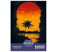 Jigsaw 1000 Pieces for Adults Sunset Palm Silhouette Jigsaw for Adults Relax Games Difficult Hard Deal As Gifts for The Whole Family 52x38cm/1000pcs