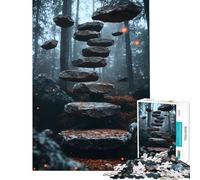 Jigsaw 1000 Pieces for Adults Surrealism A Forest Path Leads to A Staircase_ Educational Challenge Wall Art Family Games for And from 14 Years And over (38x52cm)