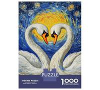 Jigsaw 1000 Pieces for Adults Swan Love Under Moonlight Jigsaw for Adults Relax Games Difficult Hard Deal As Gifts for The Whole Family 52x38cm/1000pcs