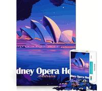 Jigsaw 1000 Pieces for Adults Sydney Opera House at Night Exact Cut Art Creative Brain Play Leisure Play Fun Birthday Game Gift(38x26cm)