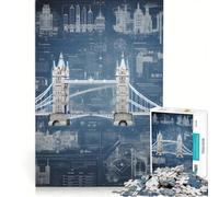 Jigsaw 1000 Pieces for Adults Thames River Crossing Brain Teaser Game Interesting Stress Reduction Improving Love between Couples 50x75cm