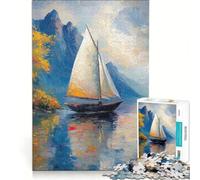 Jigsaw 1000 Pieces for Adults The Lonely Sailing Ship Brain Teaser Game Interesting Stress Reduction Improving Love between Couples 38x52cm