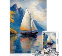 Jigsaw 1000 Pieces for Adults The Lonely Sailing Ship Hands-on Game Analysis And Logic Anti-Stress Toys Enhance Love between Couples (38x26cm)