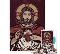 Jigsaw 1000 Pieces for Adults The Most Sacred Heart of Jesus Educational Games Learning Educational Toys Great Gifts And Toys Difficult Hard (size 50x75cm)