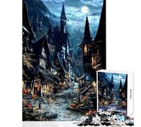 Jigsaw 1000 Pieces for Adults The Witching Village Brain Teaser Game Wall Art Home Decoration Toys Enhance Love between Couples (38X52CM)