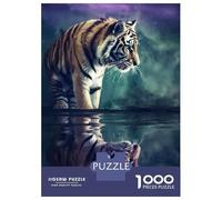 Jigsaw 1000 Pieces for Adults Tiger Pond Reflection Adult Jigsaw Brain Teaser Game Staycation Kill Time Help The Brain Exercise 70x50cm/1000pcs
