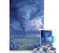 Jigsaw 1000 Pieces for Adults Tornado over Bluebonnet Field Brain Teaser Game Interesting Stress Reduction Improving Love between Couples 38x52cm