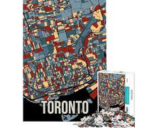 Jigsaw 1000 Pieces for Adults Toronto City Map Art Brain Intelligence Challenge Addictive Toys Hands-on Game Wall Art Gifts Ideas (size 38x52cm)