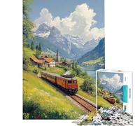 Jigsaw 1000 Pieces for Adults Train Through Swiss Alps Jigsaw Puzzle Family Games Staycation Kill Time Deal As Gifts for The Whole Family (Size 50x75cm)