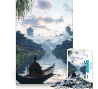 Jigsaw 1000 Pieces for Adults Tranquil Asian Cityscape Neat Fit Decor Focus Building Toy Peace Game Play Birthday Decor Gift (50x75cm)