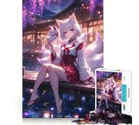 Jigsaw 1000 Pieces for Adults Tranquil Japanese Fox Girl Neat Fit Decor Focus Building Toy Peace Game Play Birthday Decor Gift (50x75cm)