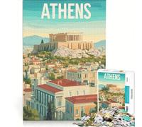 Jigsaw 1000 Pieces for Adults Trave to Athens Greece Brain Teaser Game Interesting Stress Reduction Improving Love between Couples 38x26cm