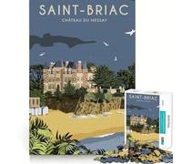 Jigsaw 1000 Pieces for Adults Travel to Saint Briac Neat Fit Decor Focus Building Toy Peace Game Play Birthday Decor Gift (38x52cm)